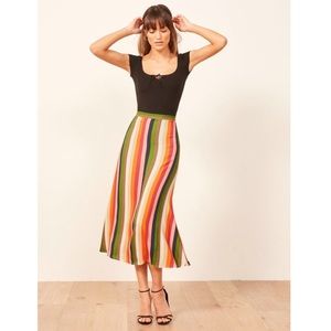 ✨ Reformation Bea Midi Skirt in Rainbow Stripe ✨